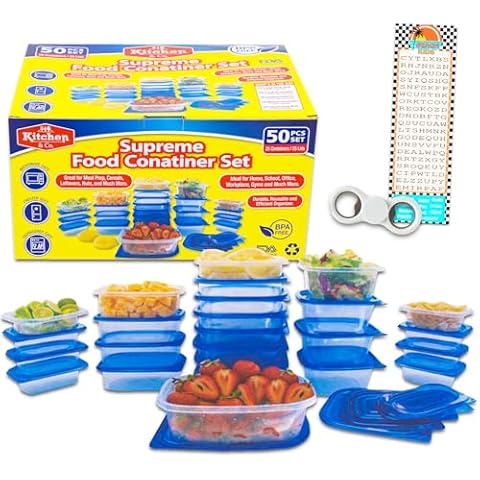 World's Finest 50 Piece Food Storage Containers Set - Bundle with Assorted Size Food Storage Containers with Lids for Lunch, Kitchen Organization, More | Meal Prep Containers Variety Pack Cover