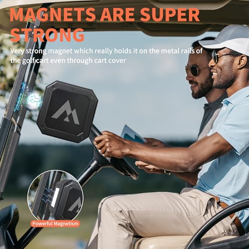 MAGOLFIN 2-Pack Golf Cart Speakers with Storage Case, IPX7 Magnetic Golf Speaker 24H Playtime, 36W Loud Stereo Sound Magnetic Bluetooth Speaker for Golf Cart, Golf Gifts for Men