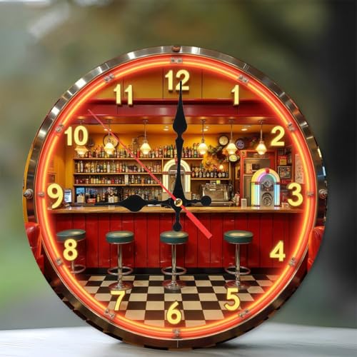 Reloj de Pared Retro Diner Neon 10 Pulgadas Silencioso miniatura 1