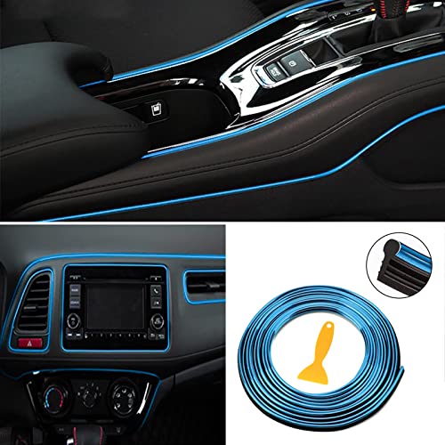Car Interior Moulding Trim Electroplating Color Film Car Interior Exterior Decoration Moulding Trim Strip line Door Gap Edge Moulding Trim 16.4ft (Blue)