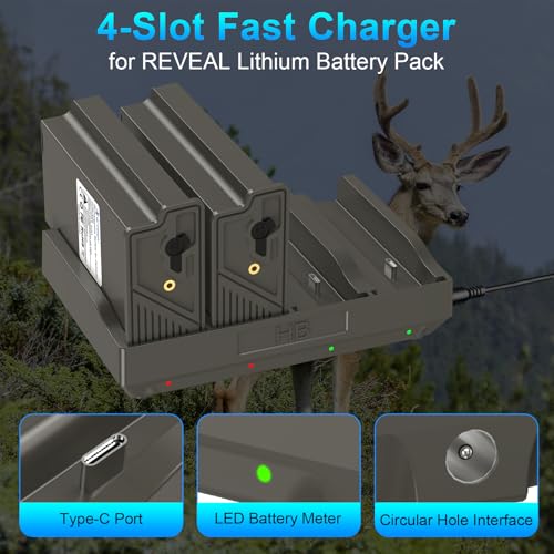 Image of Artman 4 Port Reveal Lithium Cartridge Charger for Reveal Battery Pack, 4-Slot Fast Charging Dock for Ultra, Pro 3.0, X, X Pro, X Gen 2.0, X Gen 3.0, XB, SK Trail Camera, Includes 12V /5A Wall Charger