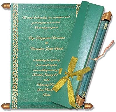 Scroll Invitations, Scroll Wedding Invitations (10 pcs) (Turquoise Blue)