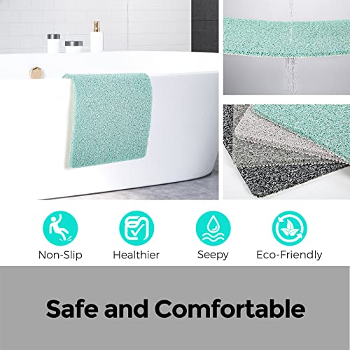 Rzoysia 0.6" Thick No Suction Cups Non Slip Shower Mat, 16"X27.5", Two Colors Design Anti-Dirty Bathtub Mat, Pvc Loofah Massage Foot Mat For Bathroom, Quick Drying, Anti-Fatigue #TOP6