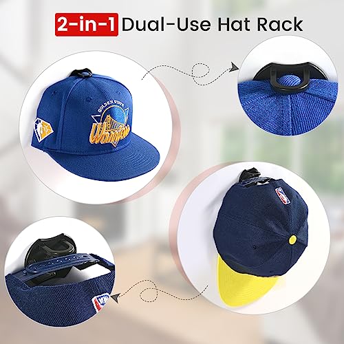 Lrgkcne-Adhesive-Hat-Rack-for-Wall-Baseball-Caps-16-Pack-Hooks-for-Hats-Strong-Hold-hat-Wall-Organizer-Minimalist-hat-Display-Rack-No-Drilling-Hat-Racks-for-Door-Black