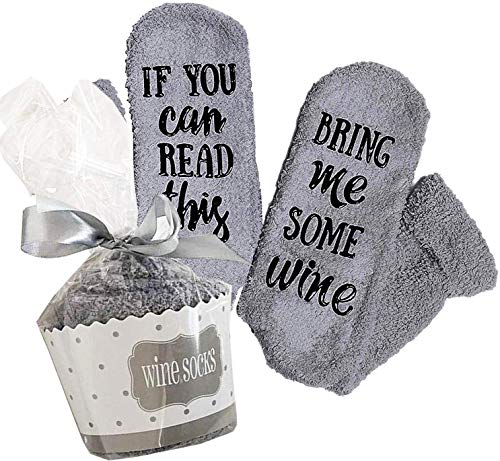 Funny Socks with Cupcake Gift Packaging with If You Can Read This Bring Me a Glass Of Socks Phrase - Funny Accessory for Her, Present for Wife, Novelty Socks