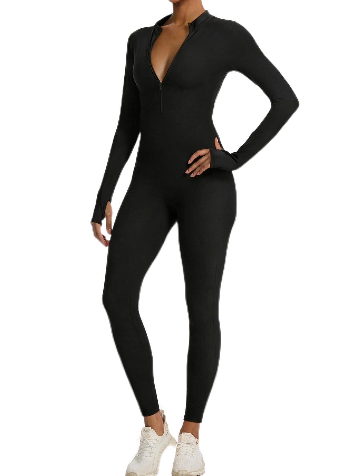 speerise Long Sleeve Jumpsuit Zip Up One Piece Bodysuit