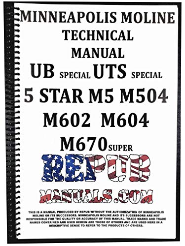 Minneapolis Moline Model UB & UB Special Service Manual Technical Repair Book