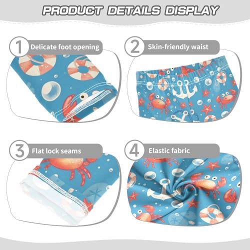 Crabs Stars Girls' Leggings Toddler Doodles Anchor Kids Yoga Pants Dance Active Tights 4T3