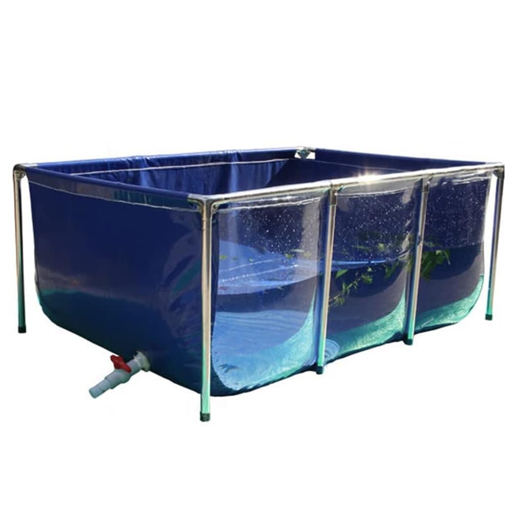 Duży zewnętrzny staw rybny z płótna PVC ze stalową ramą i zaworem spustowym – przestronny basen do akwarium 140 x 70 x 61 cm do ogrodu na podwórko i do przechowywania ryb