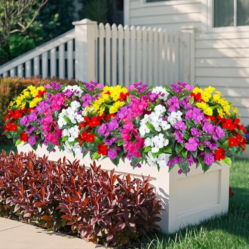 Laelfe Artificial Flowers for Outdoors Faux Silk Impatiens Flowers Bouquet UV Resistant Fake Impatiens Plants for Spring Summer Home Garden Porch Patio Window Box Balcony Decorations (5, Multicolor) - Cosy Home Interiors Laelfe Artificial Flowers for Outdoors Faux Silk Impatiens Flowers Bouquet UV Resistant Fake Impatiens Plants for Spring Summer Home Garden Porch Patio Window Box Balcony Decorations (5, Multicolor) - Image 6