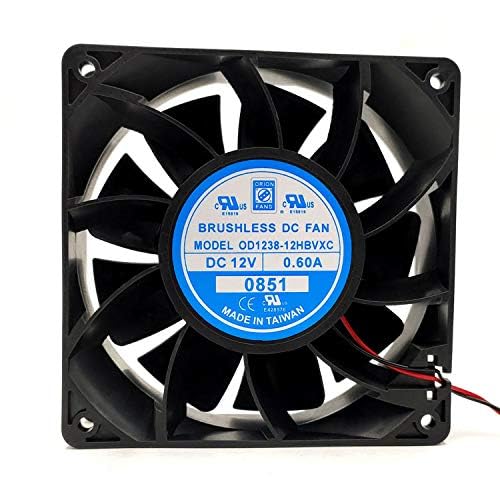 AJSWISH OD1238-12HBVXC 12V Fan OD1238-12HBVXC 0.60A 5000 RPM 226 CFM 12V Dual Ball Bearing DC Fan