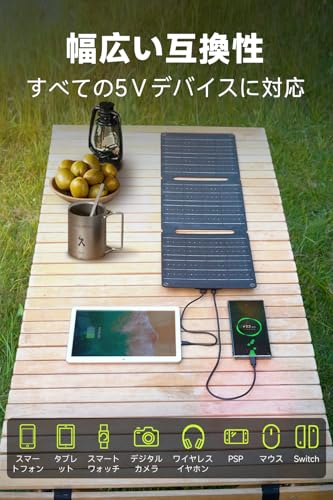 ALLPOWERS SP21 21Wスマートフォン携帯電話用ソーラーパネル 折りたたみ式 単結晶ソーラーチャージャー PD18W高速給電 IP65防水仕様 ETFE耐久耐熱 B5紙サイズ持ち運び便利太陽光パネル 防水 アウトドア 防災 地震 非常時 登山 ハイキング ピックニックキャンプ用
