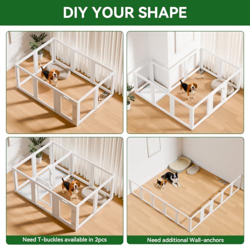 Image of EVERFRONT Clear Acrylic Dog Playpen - Transparent Dog Play Pen - Easy Assemble Acrylic Dog Enclosure - Puppy Playpen, Cat Playpen, Small Animal Playpen, Dog Fence Indoors (24 inch, 2 Gates + 10 Panels)