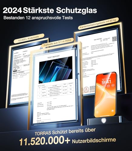 Schutzglas für iPhone 13/13 Pro von TORRAS Panzerglas mit 9H Härte