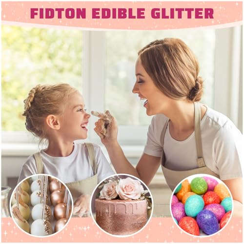 Edible Glitter for Drinks, Fidton 2 Colours Sparkling Edible Cake Decorations Set, Cake Glitter for Bakery Fondant - Image 4