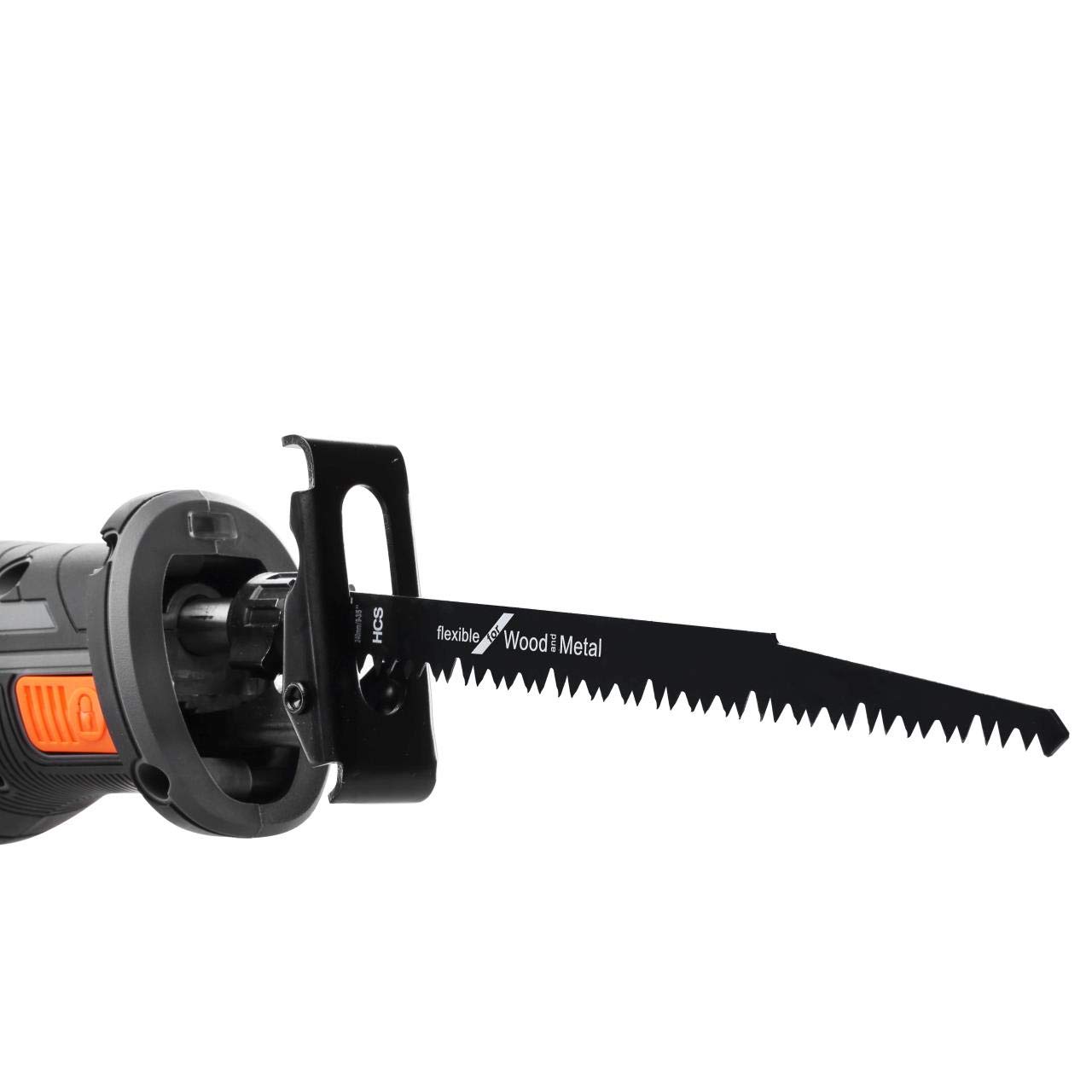 Sierra de sable a batería 20V FUXTEC FX-E1SS20 – con batería de 2.0 Ah y cargador de 1A – incl. 1 cuchilla, carrera de corte 220mm – sin cable - velocidad máxima 3.000rpm