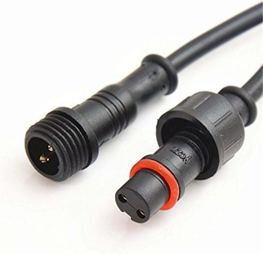 5Pairs 2pin Black Electrical Connector LED Connector for LED Lights 20cm Extension Cable 40cm/Pair 0.3mm² 15mm Nut