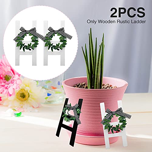 AUTUUCKEE - 2 scalette in legno rustico, per