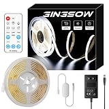 Gingsow COB LED Strip 12V, 16.4ft 1680LEDs 6000K Daylight White Dimmable LED Strip Lights with RF Re