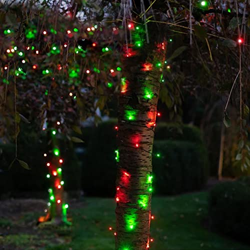 Image of Dazzle Bright Red and Green Christmas String Lights, 300 LED 100 FT Connectable Waterproof String Lights Green Wire with 8 Modes, Xmas Vintage Decorations for Indoor Outdoor Party Yard Garden Decor