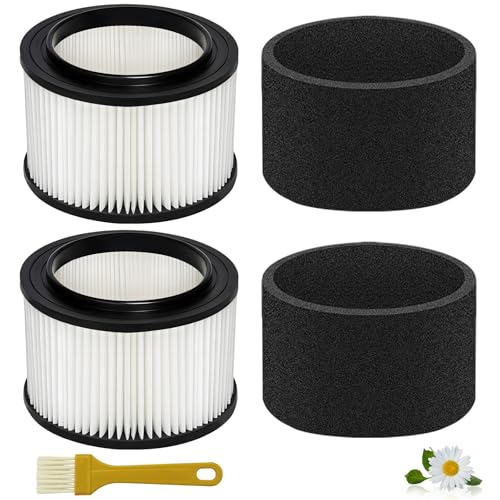 Image of 2 Pack 17810 Filter Replacement for Craftsman 9-17810 Fits 3 to 4 Gallon General Purpose Wet Dry Vacuum.(2 Filters+2 Foam Sleeves+1 Brush)