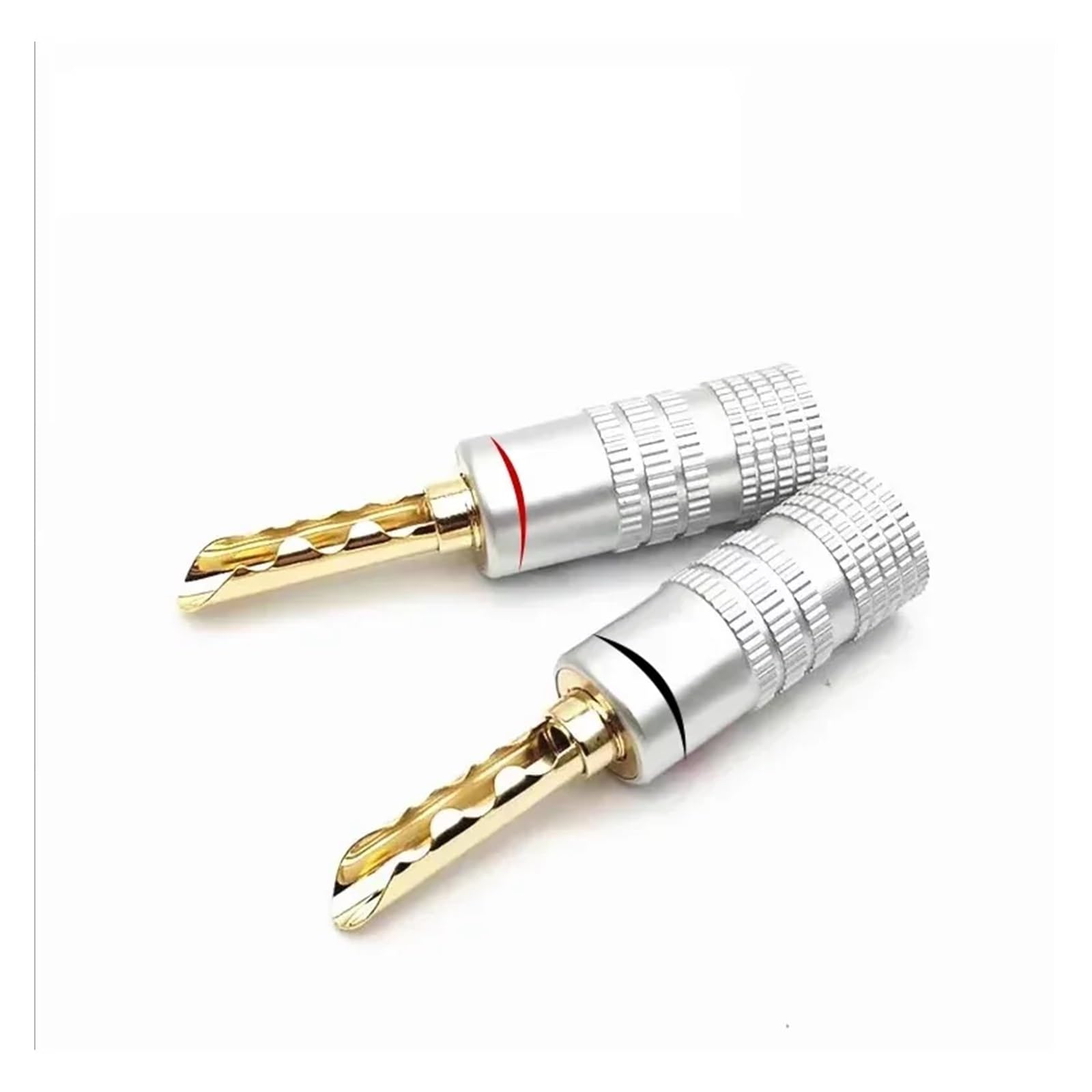 GUYTRM 4 szt. 4 mm wtyk bananowy 24-karatowa miedź BFA 4 mm złącze bananowe męski wtyk głośnikowy czarny czerwony wymagane spawanie lingli(4pcs)
