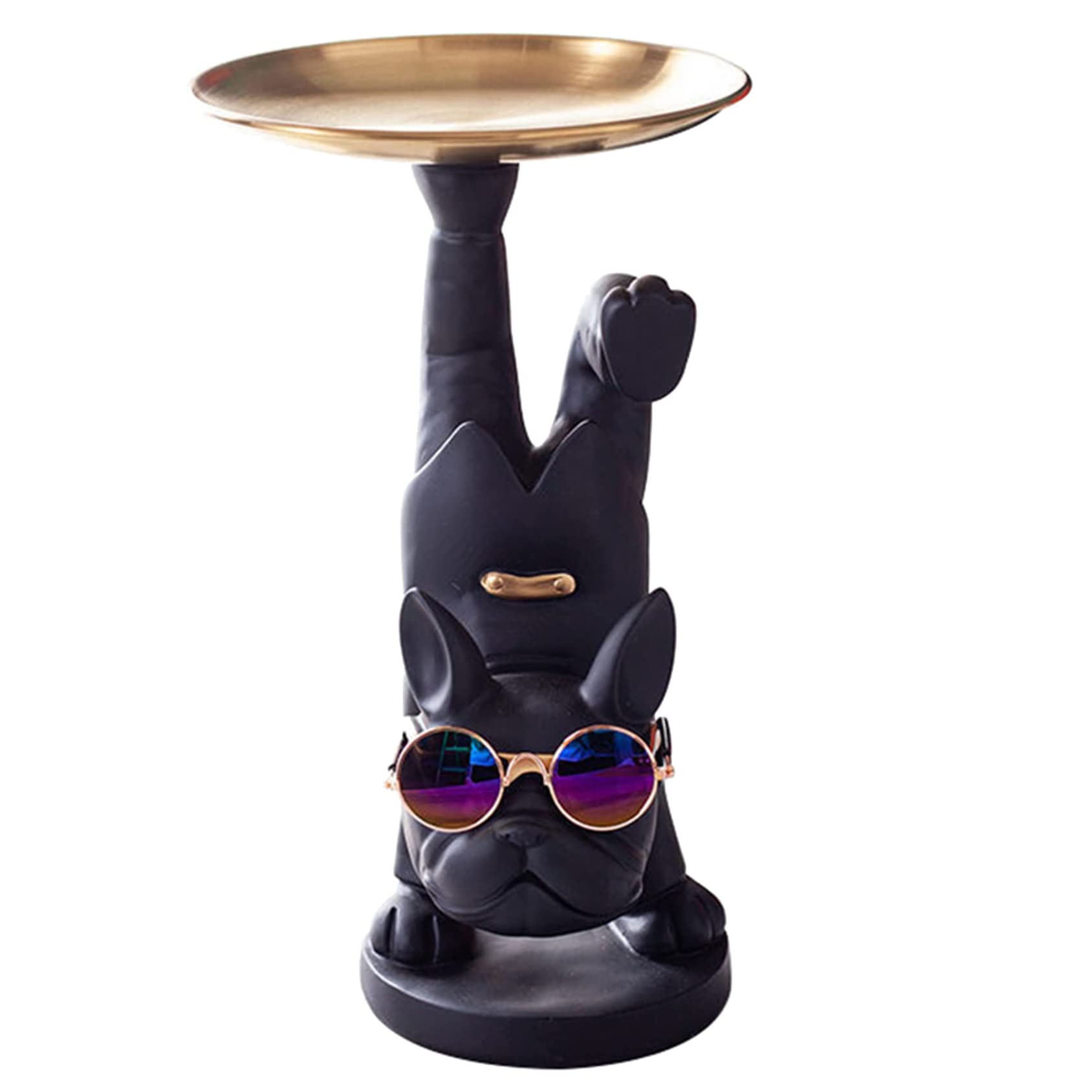 Vassoio Portachiavi Bulldog Francese In Resina - Decorazione Moderna Blu Navy, 19x23x23 Cm - Foto 10