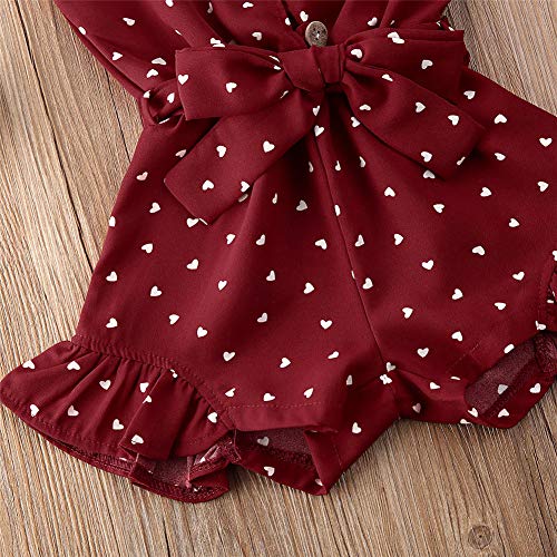 Rtnnsbbfcm Toddler Baby Girl Polka Dot Romper Bodysuit Summer Sleeveless Straps Vest V-Neck Jumpsuit Outfit Clothes (Wine Red,1-2T)