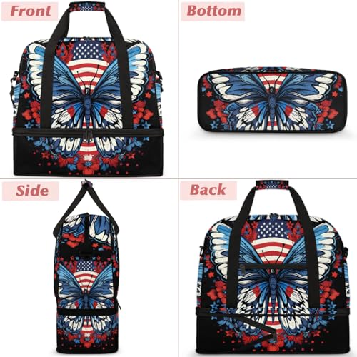 Large Weekender Overnight Bags Abstract Butterfly Flag Travel Duffel Bag for Women Men Gym Bag With Shoe Compartment Foldie Travel Tote Bag Carry On Personal Item Bag for Travel Gym Sports3