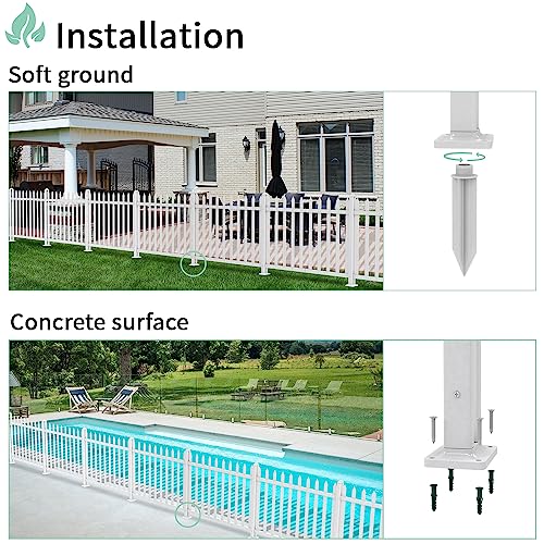 SunnyRoyal 10 Sets Picket Fence Panels 84" L x 36" H White Picket Fence Vinyl PVC Garden Fence for Front Yard Outdoor Decrotion (20 Pickets, Straight) - Thumbnail 3