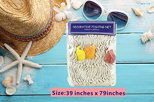 Cswljs 79In X 39In Decor Fish Net With Shells Blue Mediterranean Style Nautical Decor Fishing Net Hanging Door Hanging Ornament Beach Theme Home Decor Fishing Net Shell Home Wall Decor White #TOP1