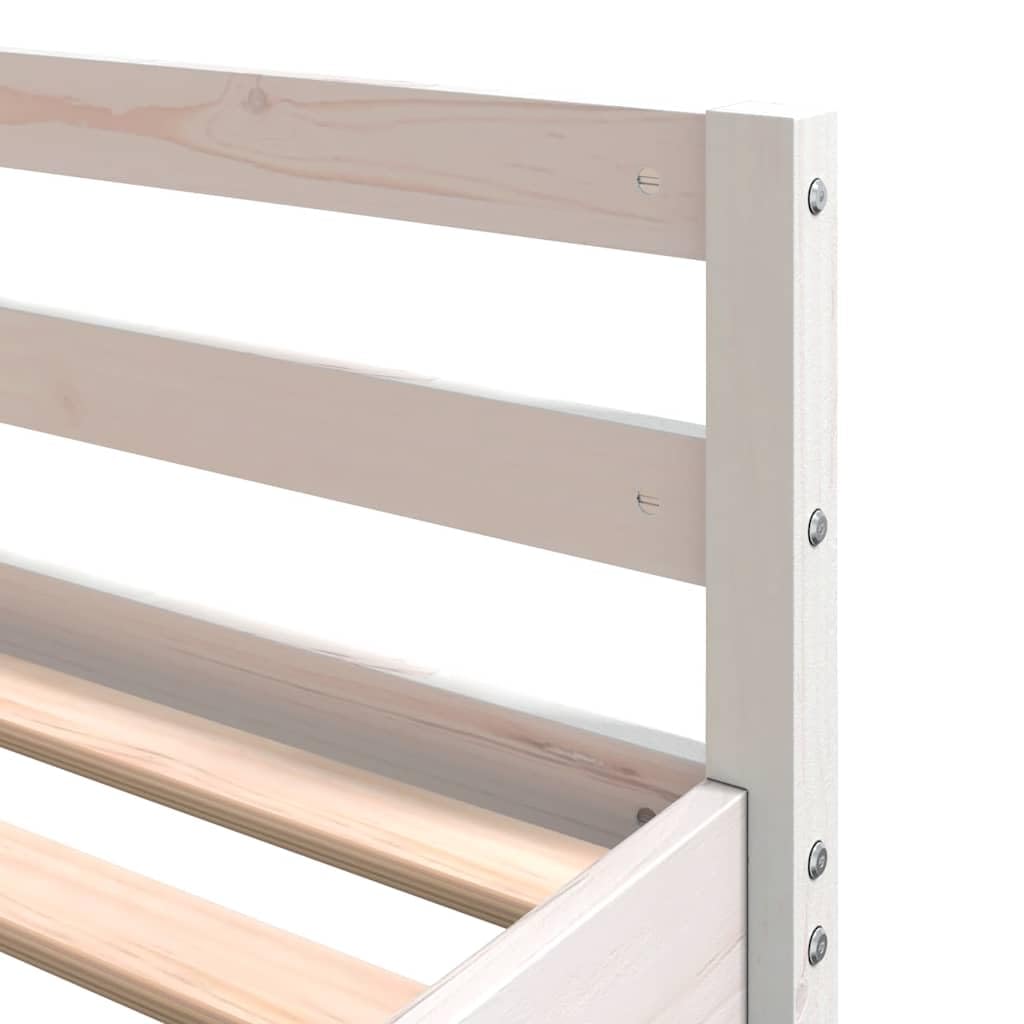 Cama alta con escritorio y escalera, marco de cama de pino blanco, 160 x 200 cm, cama de tamaño Queen robusta para niños y jóvenes, mueble que ahorra espacio