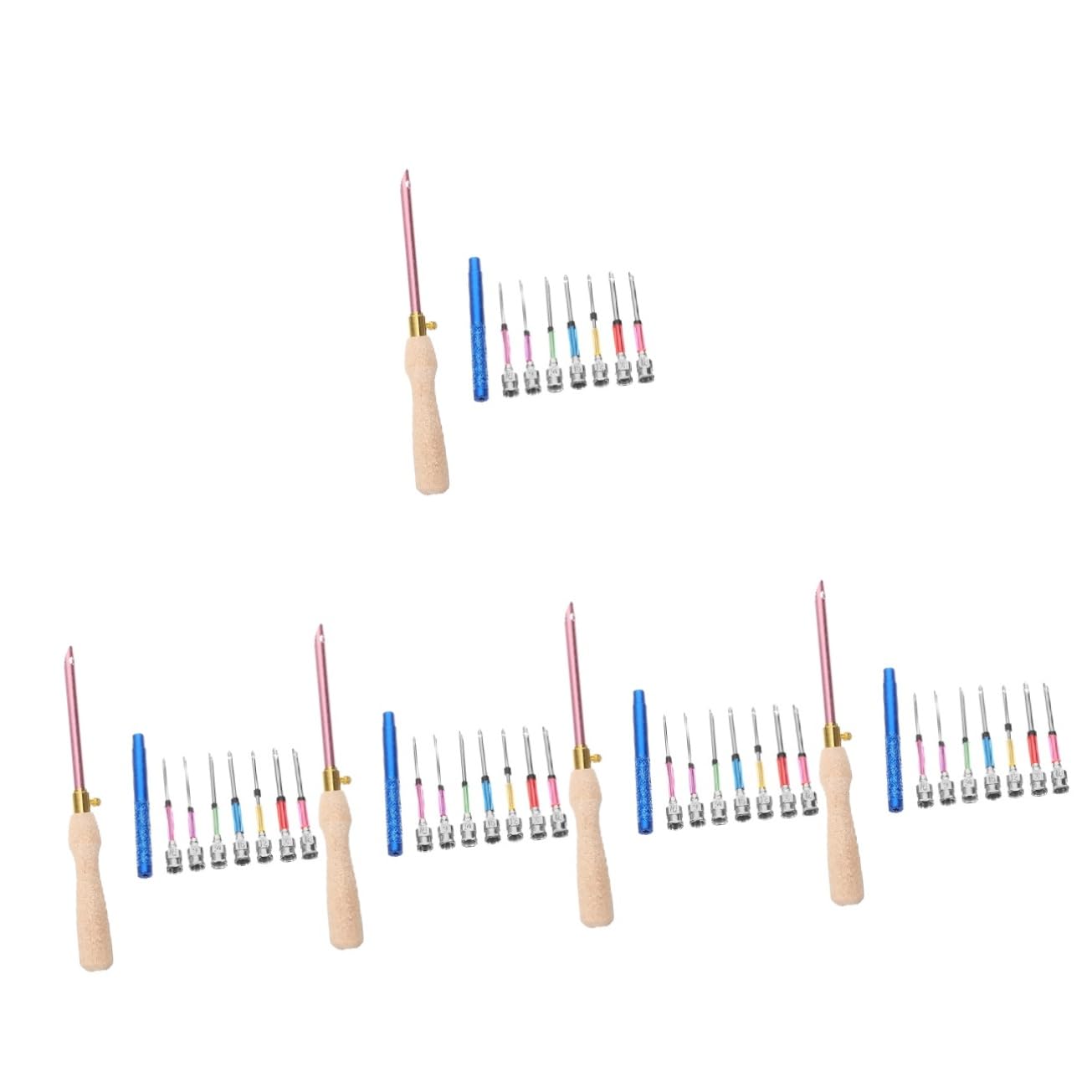 FRCOLOR 5 Ensembles point de broderie Aiguilles à broder Aiguille à poinçonner Outil de tricotage kits de broderie à l'aiguille perforée kits punch needle adultes débutants Métal