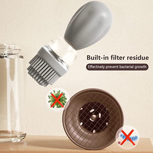 Glazen oliefles 2 in 1 oliedispenser met siliconen olieborstel siliconen druppelaar meetoliedispenser fles voor keuken koken BBQ bakken (bruin) - Image 4