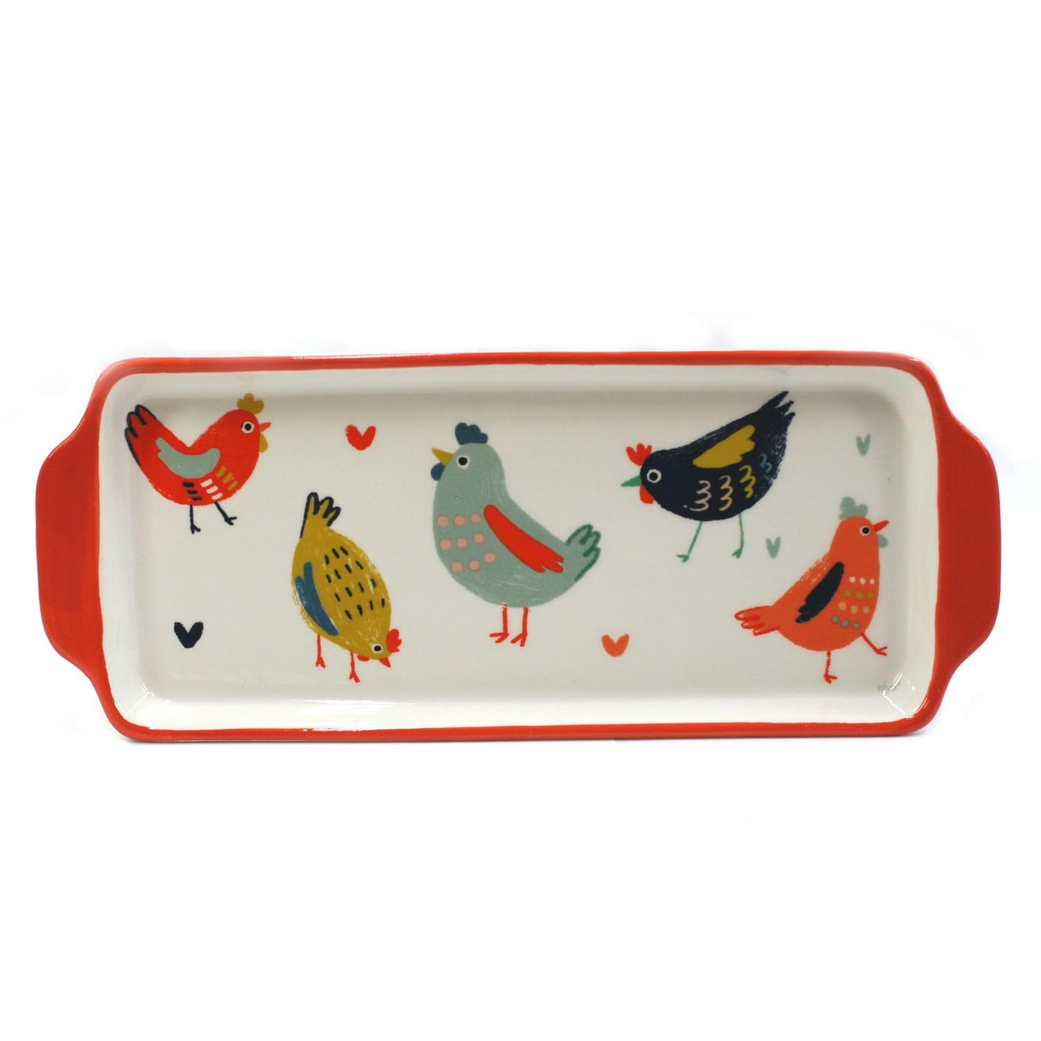 Tabac du Bassigny Plat à Cake en céramique collection Poules Blédine