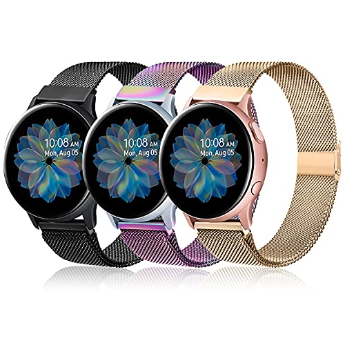 Metal Watch Bands Compatible for Samsung Galaxy Watch Active 2 40mm 44mm/Galaxy Watch Active 40mm/Galaxy Watch 3 41mm/Galaxy Watch 42mm Women Men,Stainless Steel Watch Bands for Galaxy Watch Active 2