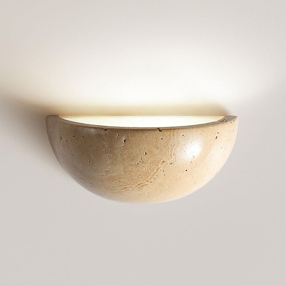 NHPJFDC Vintage Modern LED Wall Sconce - Yellow Travertine Up/Down Light Fixture for Bedroom, Stairs, Corridor, Hallway, Porch, Cafe, Living Room Decor