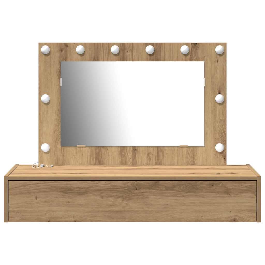 Schminktisch Braun 100 x 40 x 70 cm Holzwerkstoff mit Spiegel, Stauraum, Schubladen und moderner Design für Schlafzimmer, Friseurstudio, Bad, Flur oder Salon