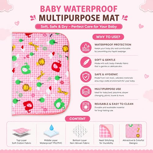 Image of Mommers New Born Baby Waterproof Plastic Dry Sheets | Mattress Protector Sheets Medium Size | Diaper Changing Mat for Infants & Toddlers | Waterproof & Reusable Mattress Protector | Baby Oiling Mat