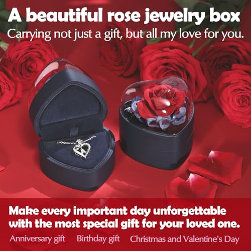 DWWGE Rose Heart Pendant Necklace Gifts for Wife, Engraved 'I love you' Gift for Wife Girlfriend, Anniversary Birthday Eternity Jewelry Present for Women, Moissanite Necklace Gift for Her (B) by DWWGE - Used condition - Image 4
