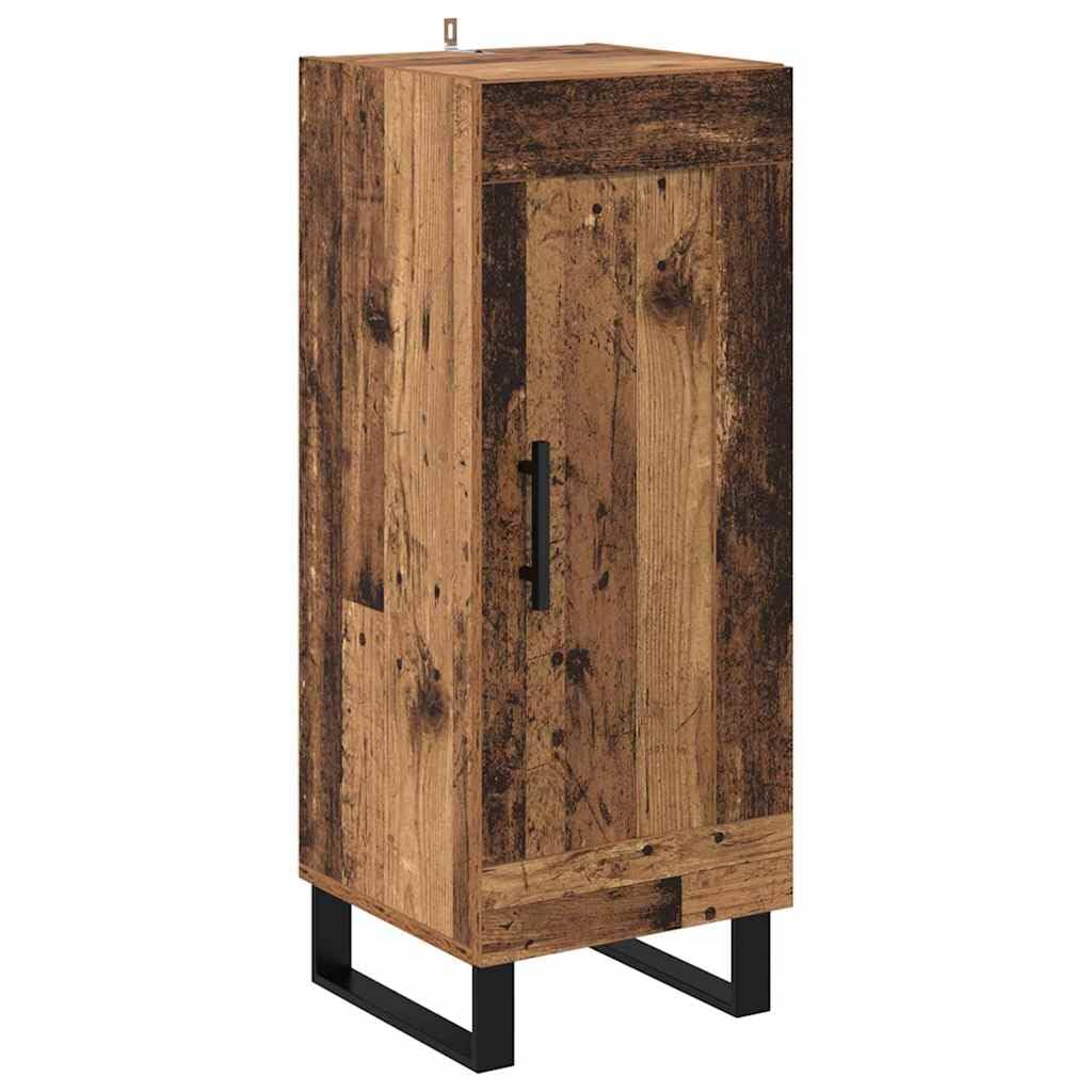 Mesa vertical de madera vieja de 34,5 x 34 x 180 cm, con 2 puertas con bisagras y elementos de metal, aparador moderno para comedor, cocina, dormitorio y pasillo