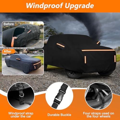 Image of Car Cover for 2000-2025 Toyota Tacoma 5.5ft Short Bed Waterproof PEVA Cotton Lined Outdoor Truck Cover Windproof UV Protection with Door Zipper & Wind Straps