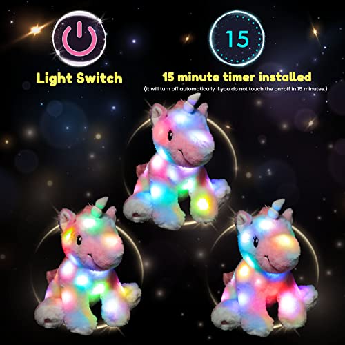 Hopearl LED Plush Unicorn Colorful Lighting Up Stuffed Animal Floppy Night Lights Glow in The Dark Birthday Gifts for Kids Toddler Girls, Rainbow, 12'' - Image 7