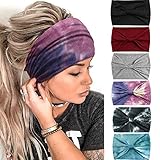 Olbye Wide Headbands Women Knotted Headband Non Slip Elastic Hair Bands Tie Dye Turban Head Wraps Wo