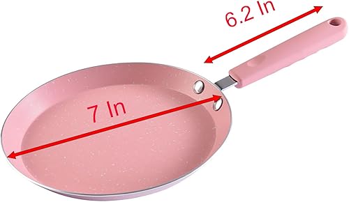 Miniatura 2 de YIKANGHENG Sartén pequeña, sartén de hierro rosa de 7 pulgadas con revestimiento antiadherente para cocina y al aire libre de huevos fritos
