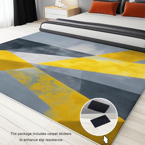 Tapis de chambre imprimé géométrique lavable en machine