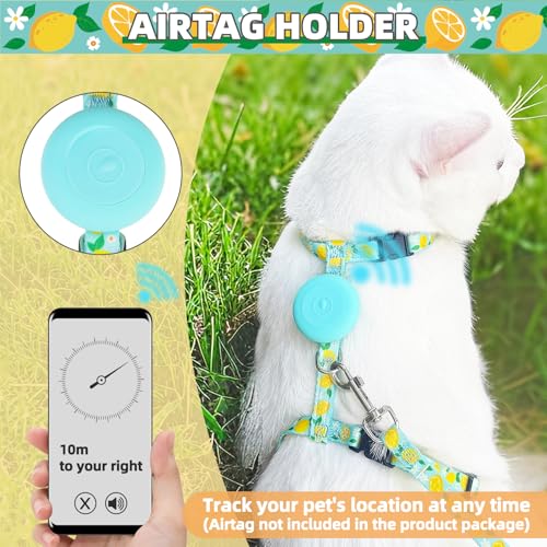 PUPTECK Conjunto de coleira e coleira para gatos, à prova de fuga, ajustável, macio, leve, com supor