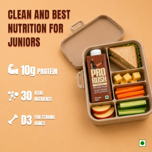 Image of ProRush Chocolate Protein Shake 250ml (Pack of 4) | Ready-to-Drink Protein Beverage with High Protein & Vitamins | Chocolate Flavour | Post Workout & Daily Nutrition Drink