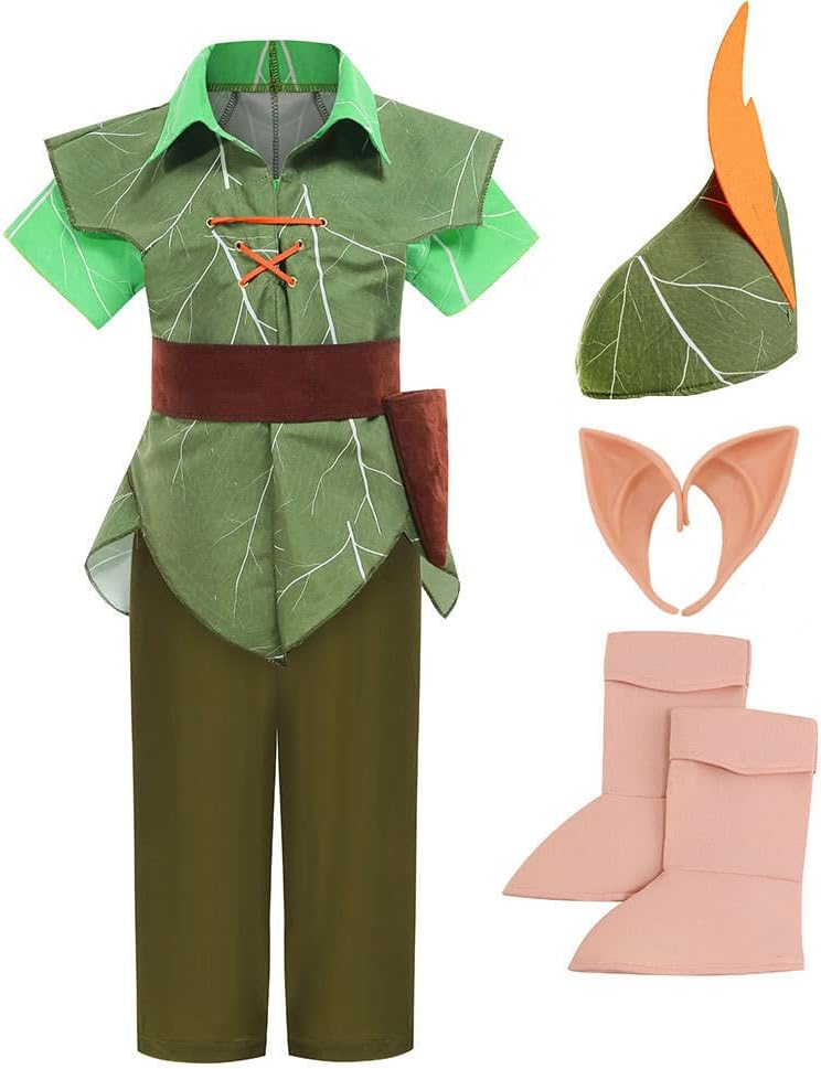 Peter Pan Costume for Boys Fairy ELF Costumes Halloween Outfit Cosplay