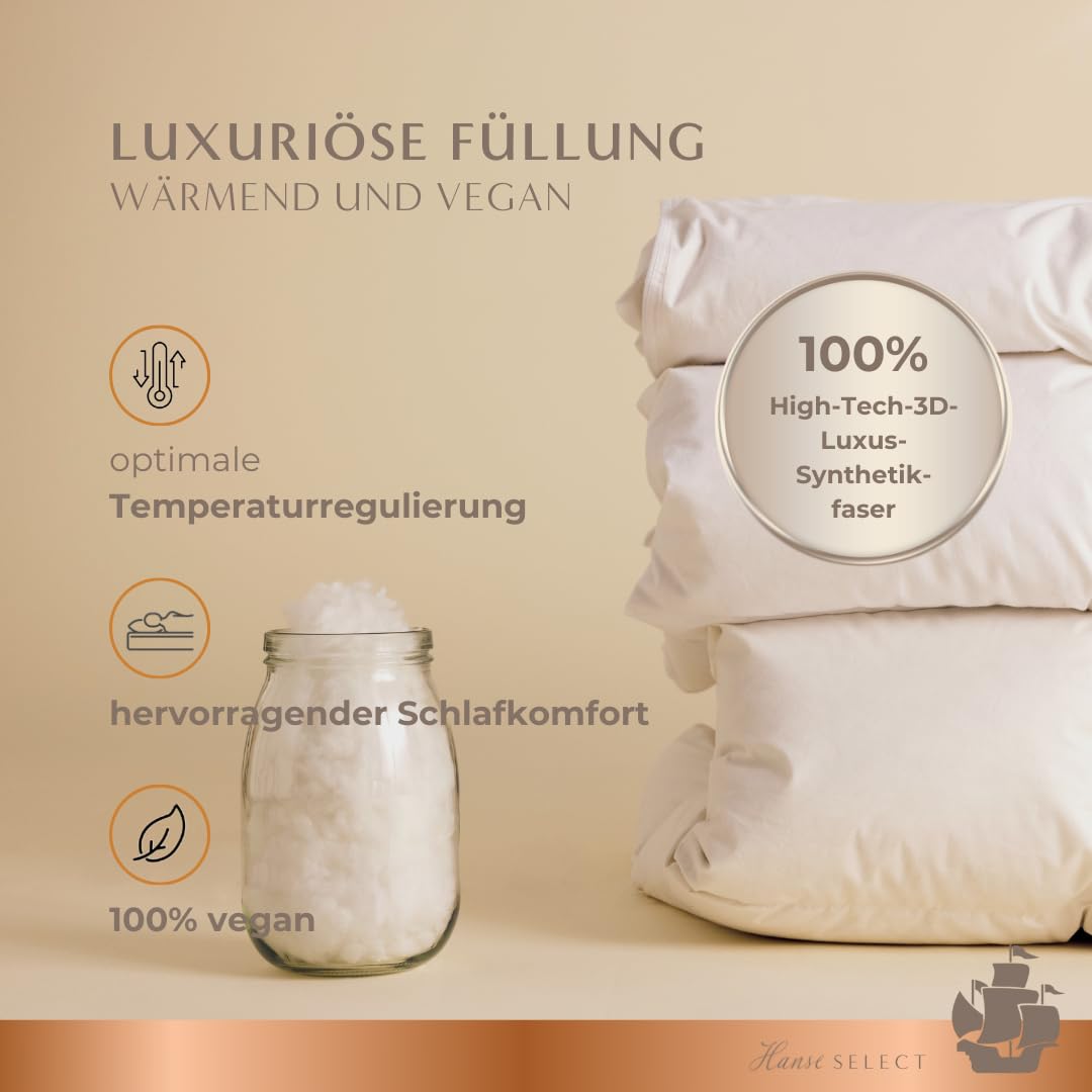 Hanse Select Bettdecke Federfrei 240x220 cm – Bettdecke mit perfektem Schlafklima wie im Luxushotel – mit High-Tech-3D-Luxus-Synthetik Faser, Made in Germany, Wärmeklasse: Normal